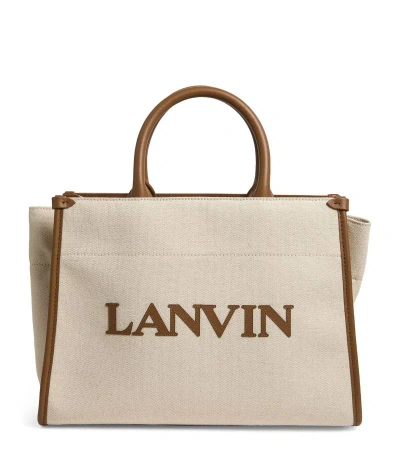 Lanvin Small Canvas Mm Tote Bag In Beige