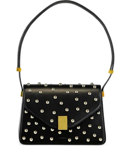Lanvin Small Concreto Stud-embellished Flap Shoulder Bag In Black
