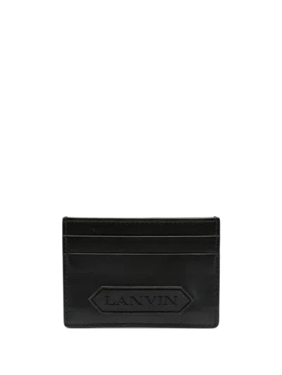 Lanvin Logo-patch Leather Cardholder In Black