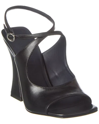 Lanvin Smile Embossed Leather Sandal In Black