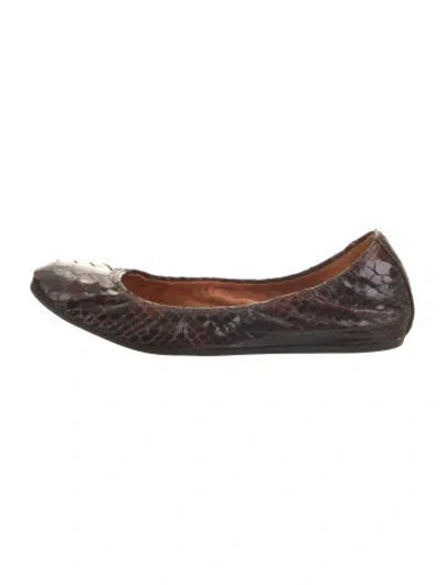 Pre-owned Lanvin Snakeskin Animal Print Ballet Flats In Brown