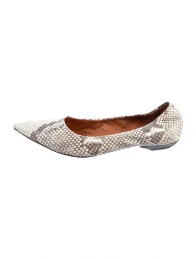 Pre-owned Lanvin Snakeskin Animal Print Ballet Flats In Gray