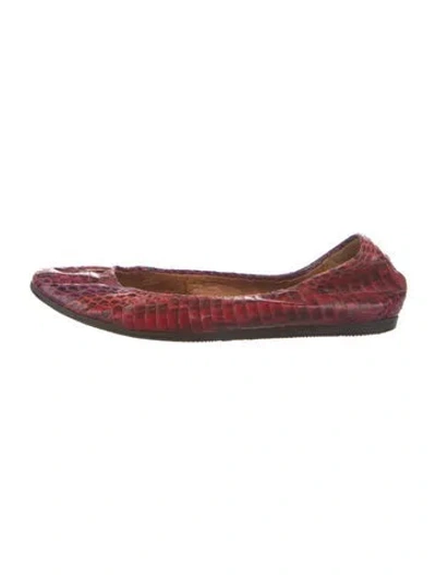 Pre-owned Lanvin Snakeskin Animal Print Ballet Flats In Red