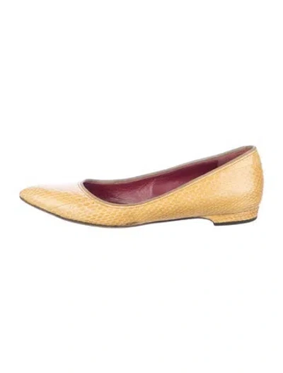 Pre-owned Lanvin Snakeskin Animal Print Ballet Flats In Yellow