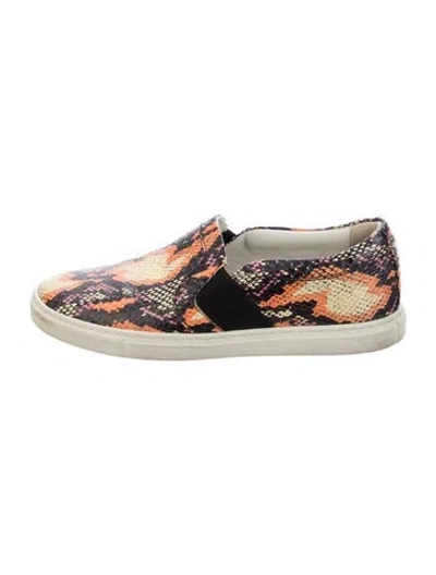 Pre-owned Lanvin Snakeskin Animal Print Flats In Black