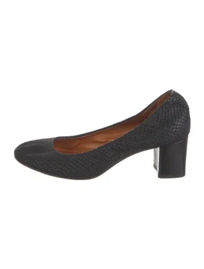 Pre-owned Lanvin Snakeskin Animal Print Pumps In Black