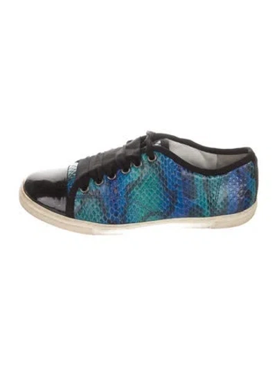 Pre-owned Lanvin Snakeskin Animal Print Sneakers In Blue