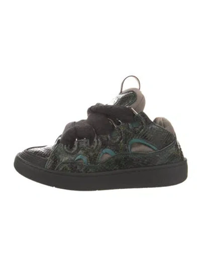 Pre-owned Lanvin Snakeskin Animal Print Sneakers In Green