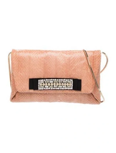 Pre-owned Lanvin Snakeskin Clutch In Neutral