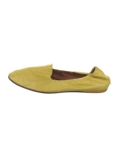 Pre-owned Lanvin Snakeskin Loafers In Yellow