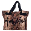 Lanvin Snakeskin Logo Tote Bag In Brown Canvas In Brown