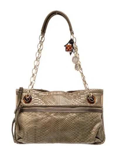 Pre-owned Lanvin Snakeskin Shoulder Bag In Brown