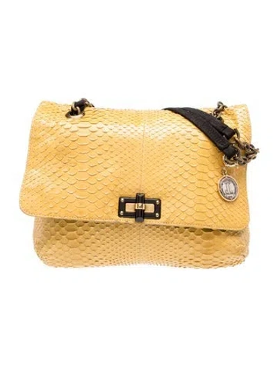 Pre-owned Lanvin Snakeskin Shoulder Bag Medium In Yellow