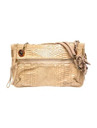 Pre-owned Lanvin Snakeskin Shoulder Bag In Neutrals