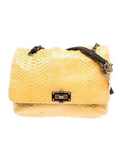 Pre-owned Lanvin Snakeskin Shoulder Bag In Yellow