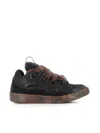 Lanvin Curb Leather Sneakers In Black/brown