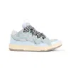 Lanvin Suede Leather Curb Sneakers Men In Blue