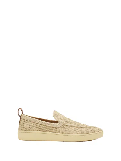 Lanvin Slip-on Sneakers With Textured Calf Leather Upper In Beige