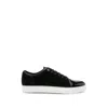 Lanvin Low-top Sneakers With Glossy Patent Toe Cap And Suede Upper In Black