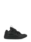 Lanvin Curb Grain Lace-up Sneakers In Black