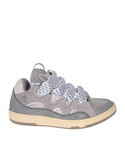 Lanvin Curb 厚底皮质运动鞋 In Grey