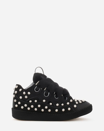 Lanvin Studded Leather Curb Sneakers For Female In Black/black