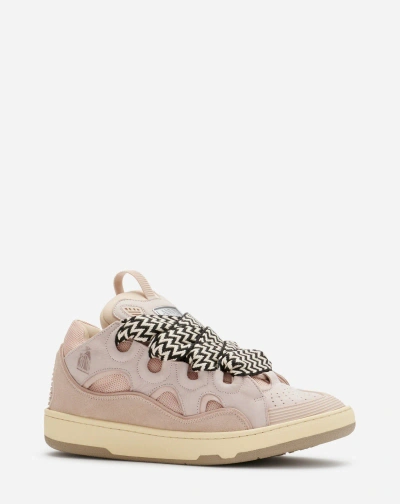 Lanvin Leather Curb Sneakers For Women In Rose