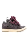 Lanvin Curb Sneakers In Leather With Snake Laces In Grey