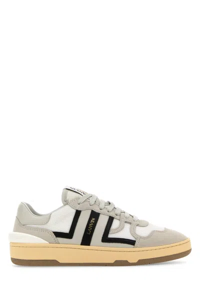 Lanvin Clay Mesh-detail Leather Sneakers In White