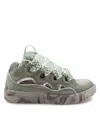 Lanvin Curb Sneakers In Leather And Mesh Colour Green In Green
