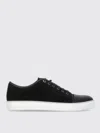 Lanvin Panelled Patent-leather And Velvet Low-top Trainers In Schwarz