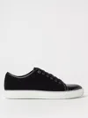 Lanvin Low-top Sneakers With Glossy Patent Toe Cap And Suede Upper In Schwarz