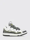 Lanvin Off-white & Gray Curb Leather Sneakers In Multi