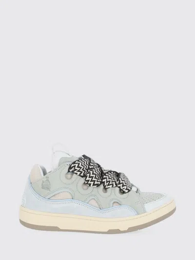 Lanvin Suede And Mesh Curb Sneakers In Blue