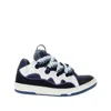 Lanvin Almond Toe Leather Sneakers With Metallic Eyelets In Multi