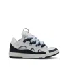 Lanvin Almond Toe Leather Sneakers With Metallic Eyelets In Multicolor
