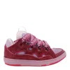 Lanvin Leather Blend Sneakers Featuring Contrast Stitching In Burgundy