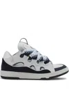 Lanvin White And Navy Blue Curb Sneakers In White