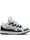 Lanvin White And Navy Blue Curb Sneakers In White