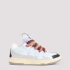 Lanvin White Sneakers With Textured Surfaces And Patterned Laces