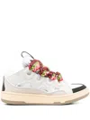 Lanvin Multicolor Leather And Suede Curb Chunky Sneakers In White
