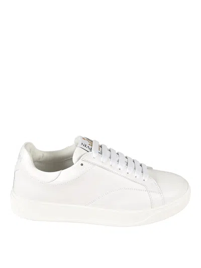 Lanvin Leather Low Top Sneakers With Contrasting Heel Counter In White