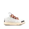 Lanvin Curb Sneakers In Leather And Suede With Multicolor Laces In Multi