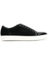 Lanvin Panelled Patent-leather And Velvet Low-top Trainers