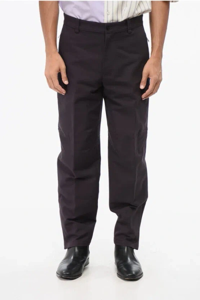Lanvin Solid Color Pants With Ankle Zip In Purple