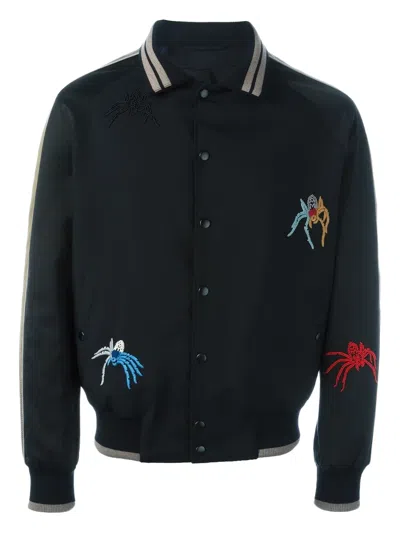 Lanvin Spider-embroidery Baseball Jacket In Black