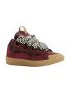 Lanvin Curb Suede And Fabric Sneaker Color Bordeaux In Red