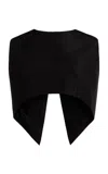 Lanvin Split-hemmed Silk Cropped Top In Black