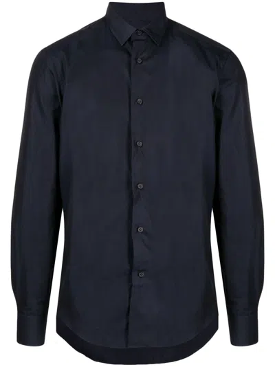 Lanvin Spread-collar Cotton Shirt In Blue