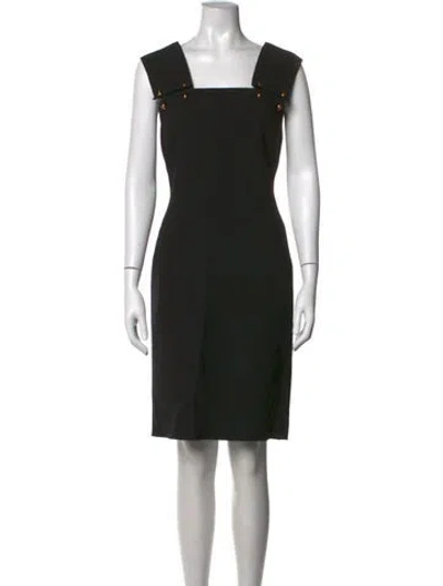 Pre-owned Lanvin Square Neckline Knee-length Dress In Black